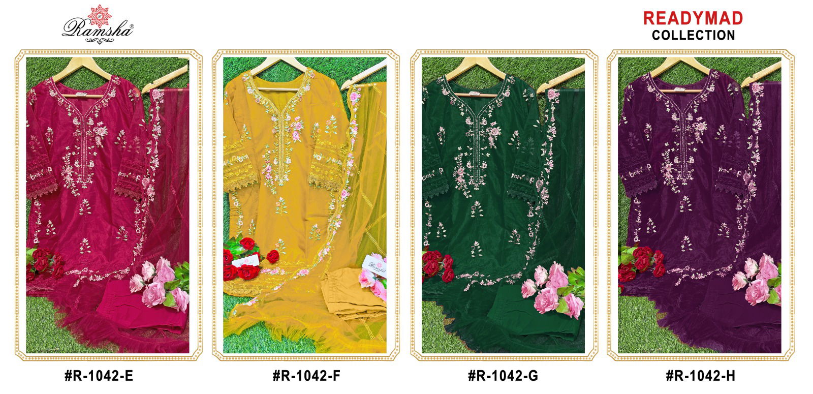 R 1042 Nx E To H By Ramsha Orgenza Pakistani Readymade Suits Wholesalers In Delhi